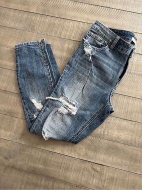 eunina Jude Mid Rise Skinny Ankle Light Blue Ripped Jeans